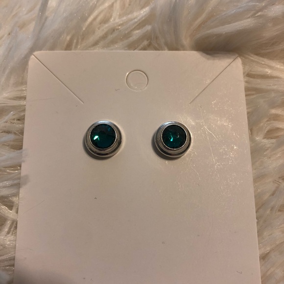 Francescas green & silver large stud earrings - Picture 1 of 7